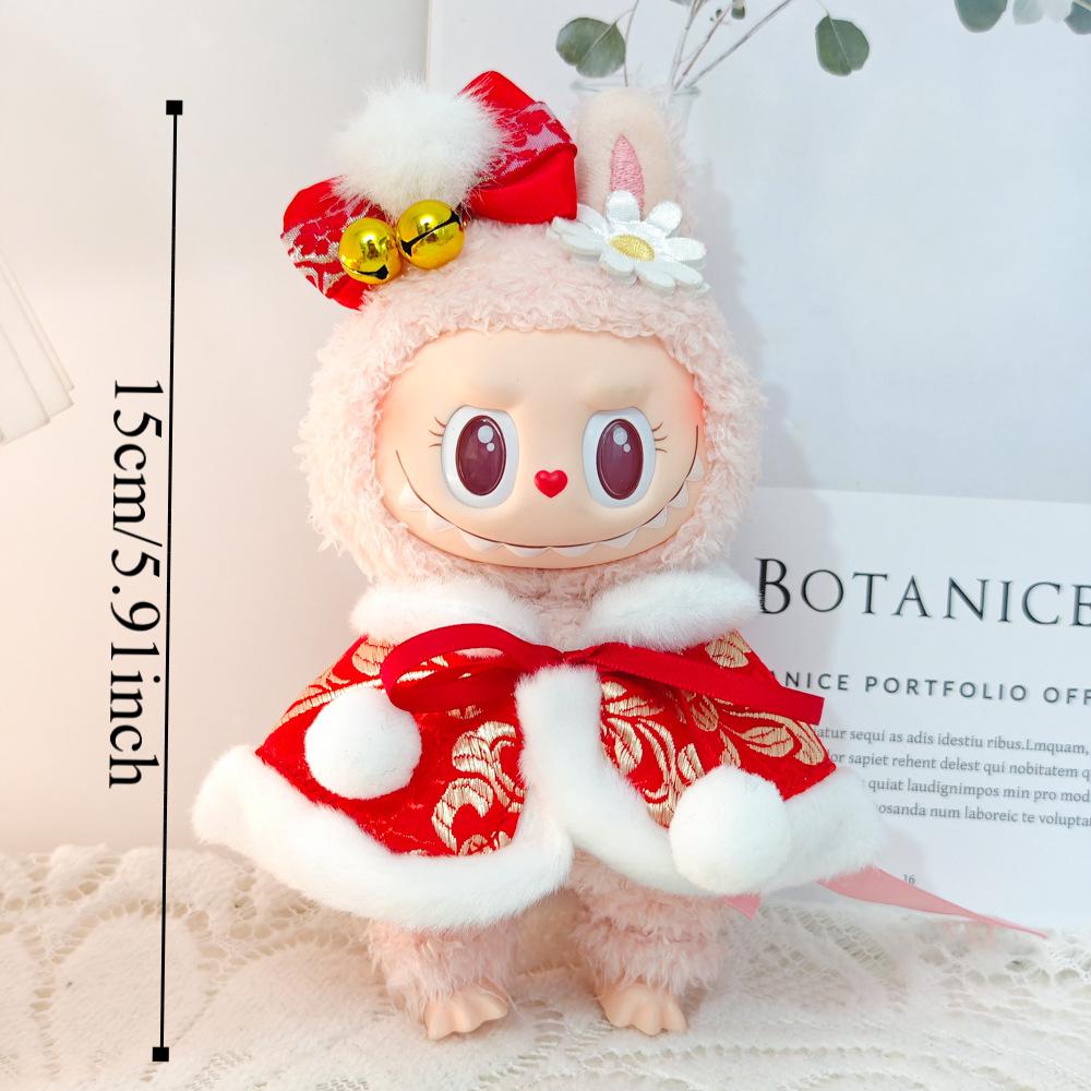 New Year 15cm Labubu Time Cloth Festive Plush Dolls Clothes Labubu Doll's Clothes  Kids Girls Toys