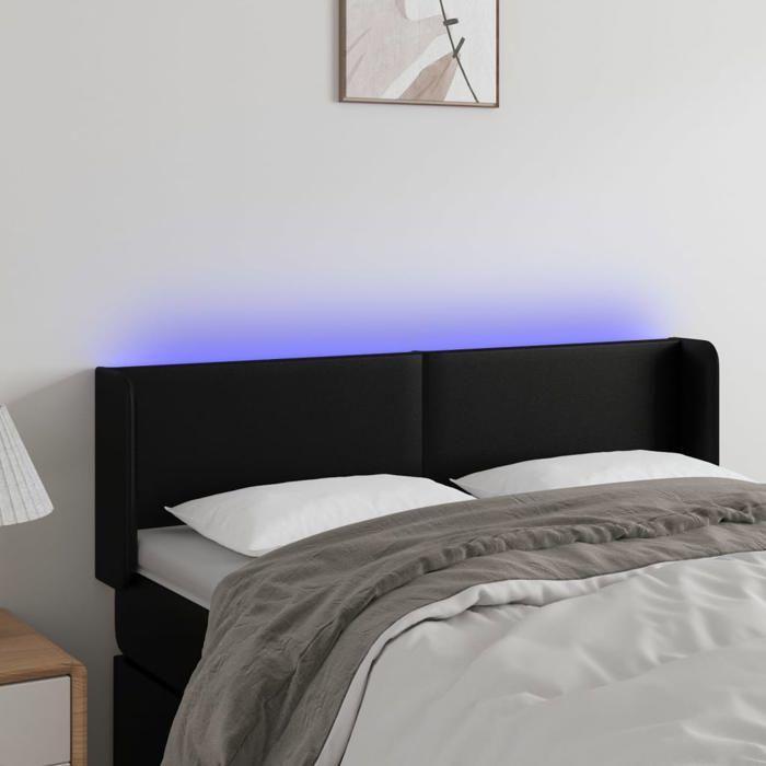 VidaXL Tête de Lit à LED Meuble de Chambre à Coucher Accessoire de Lit Double Tête de Cadre de Lit Intérieur Noir 3123046