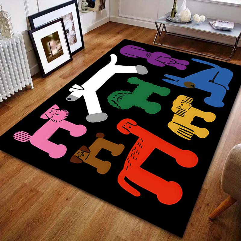 Cartoon Dog Art Print Carpet for Living Room Bedroom Bedside Sofa Floor Mat Modern Home Decor Aisle Corridor Area Rug