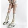 Flared Y2K Leg Warmers with Lace-Up Straps Causl Korean Fashion Solid Color Scrunch Design Japanese Street Style Spring Autumn