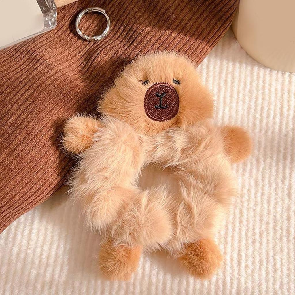 Haargummi mit Capybara-Motiv, flauschiges Haargummi, süße Capybara-Haargummis, flauschige Kopfbedeckung, Capybara-Geburtstagsparty
