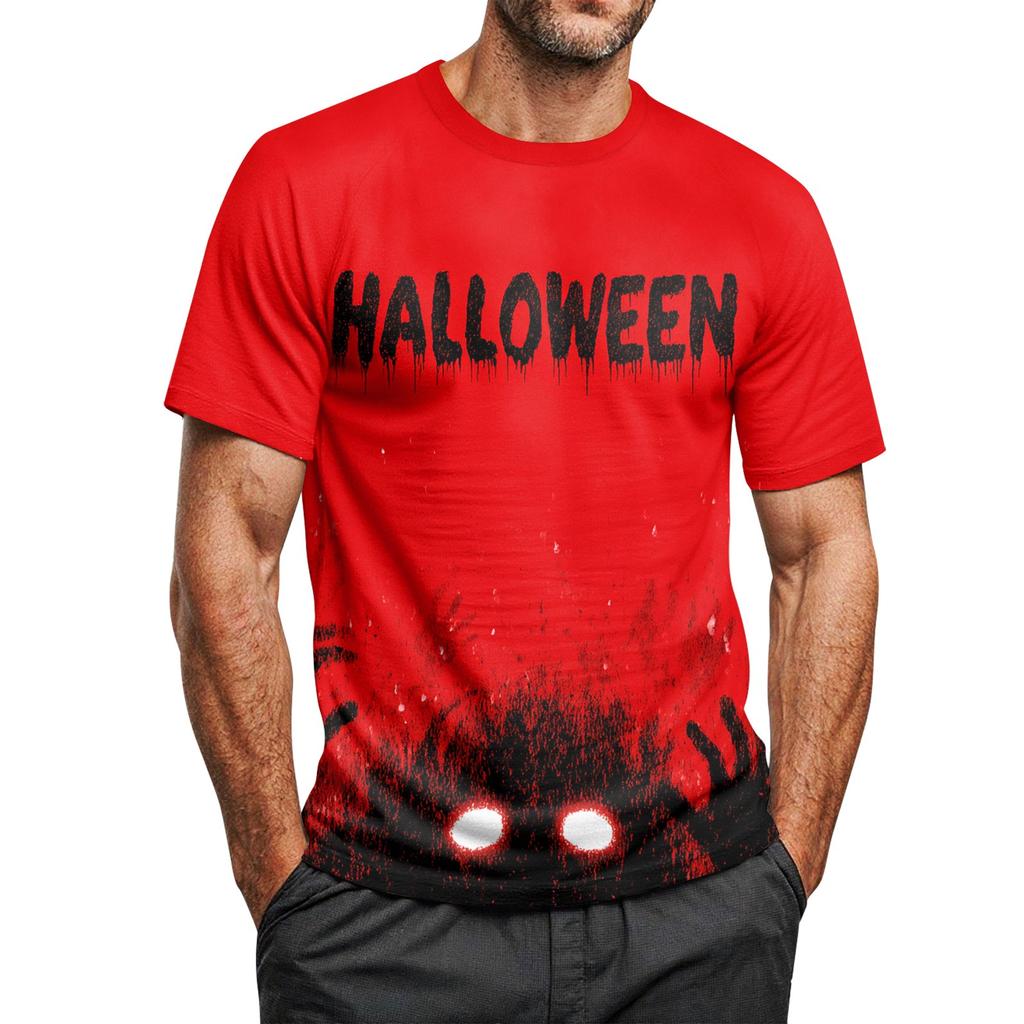 Herre Halloween Trykket Rund Hals Raglan Kort Ermet Topp T-skjorte
