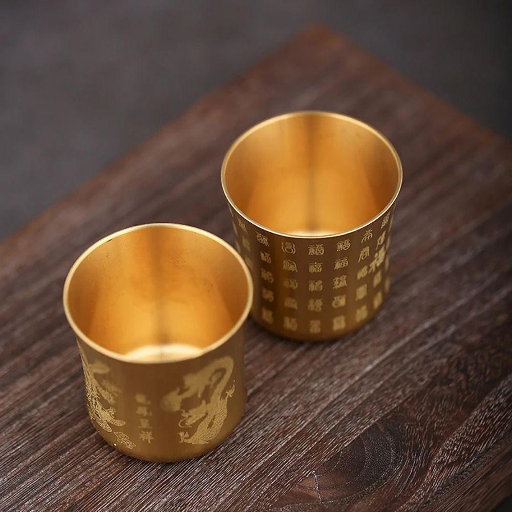 1Pcs 6cm Brass Tea Cup Auspicious Baifu Cup New Tea Mug Cornucopia  Desktop Ornament