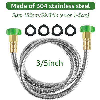 Garden Hose Flexible Short Water Hose 3FT 5FT 304 Stainless Steel Garden Leader Hose Leakproof Expandable Hose For Cleaning Pet
