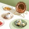 Fruit Plate Salad Plate Unbreakable Transparent Fruit Plate Golden Edge Stackable Serving Platter for Salad Dessert Dinner