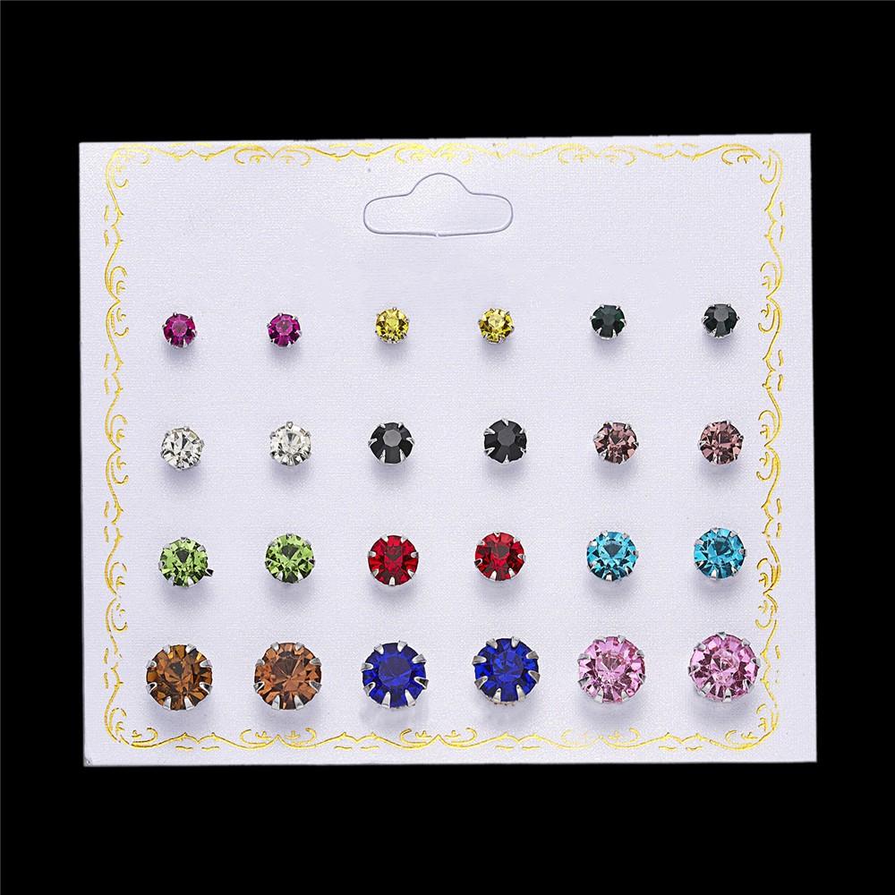 Twelve Pairs Of Earrings Crystal Pearl Earrings Set Women's Ladies Earrings