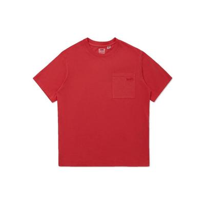 Levis Gładki T-shirt z kieszonką i okrągłym dekoltem, krótki rękaw, męski, Czerwony A3697-0000