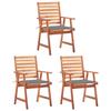 vidaXL Garden Dining Chairs 3 Pcs. with Cushion Solid Wood Acacia