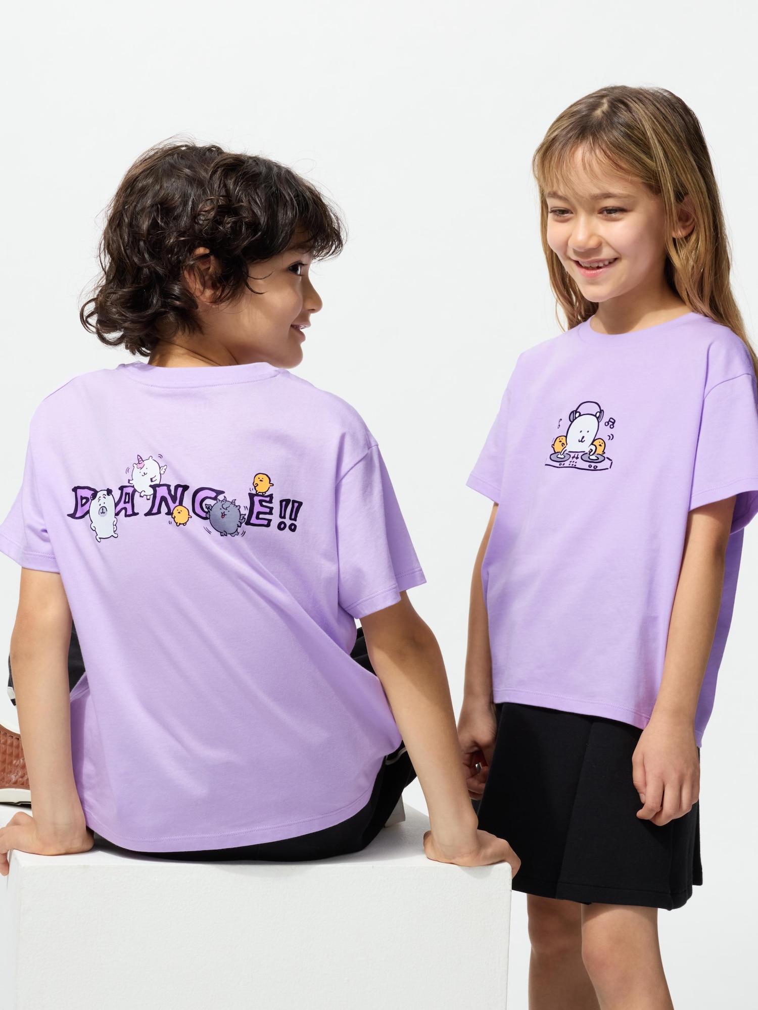 

Uniqlo Девочки Chiikawa X Joke Bear UT Графическая футболка с коротким рукавом Joke Bear C 70 LIGHT PURPLE/KIDS 140