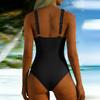 Women Swimsuit V Neck Ruched Design Adjustable Strap Bathing Suit with for Beach Pool
