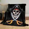 Pirate Skull with Crossed Sabers Patterned Blanket, Flannel, Suitable for All Seasons, Home Decor, Warm and Cozy