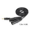 Microphone Cable 3.5mm Connector To Dual XLR Male Adapter Interconnect Patch Cord