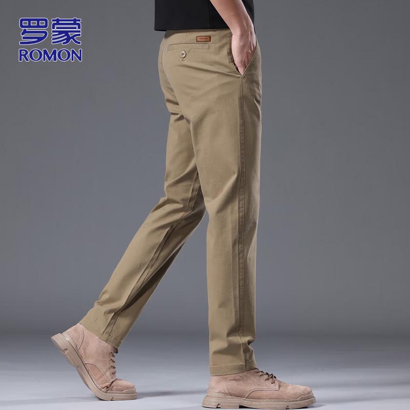 ROMON Men's Business Casual Straight-Leg Pants