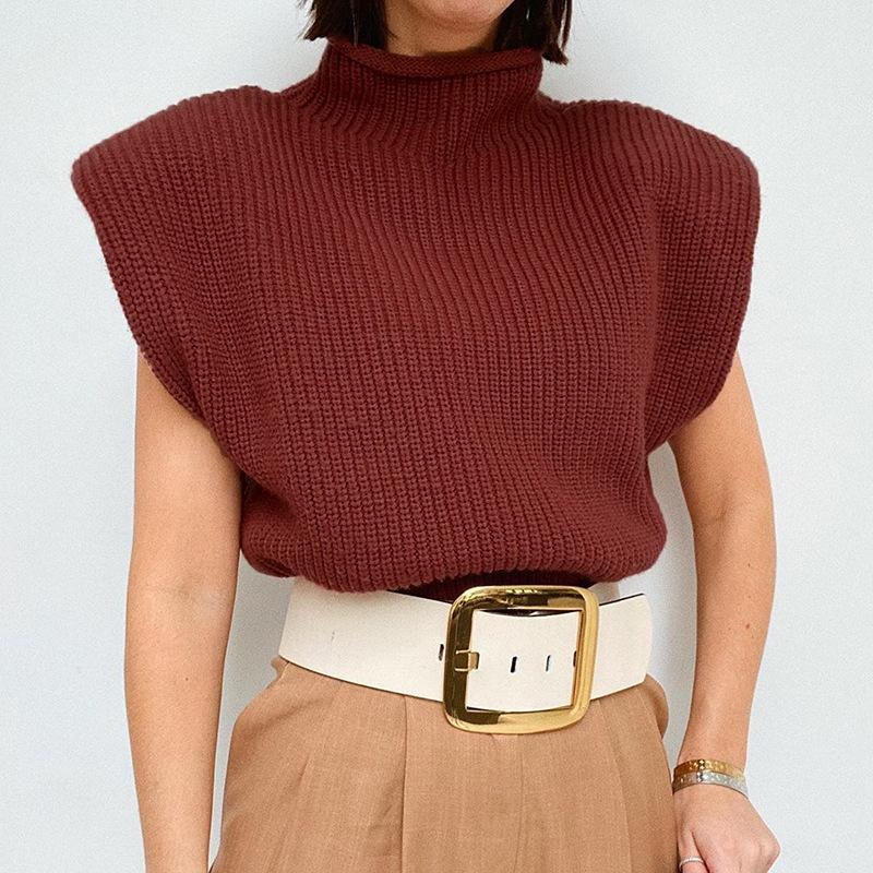 Jeseň a Zima Pevný Šik Pletený Sveter Dámsky Ležérny Rolák Krátky Rukáv Svetre Topy pre Ženy Módne Elegantné Vintage Dámske Pleteniny 25172