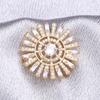 Blucome Gold Color Sunflower Shape Brooch Fashion All-match Suit Corsage Collar Pin Women Cloth Suit Jewelry