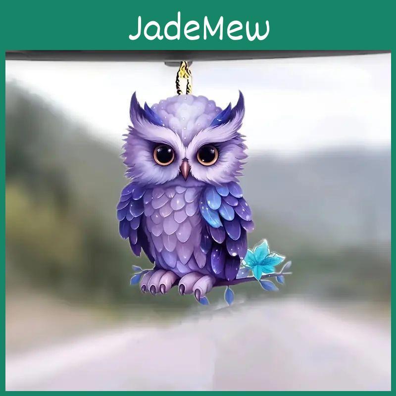 Colorful Acrylic 2d Owl Pendant Adorable Cartoon Style Car Interior Accessory