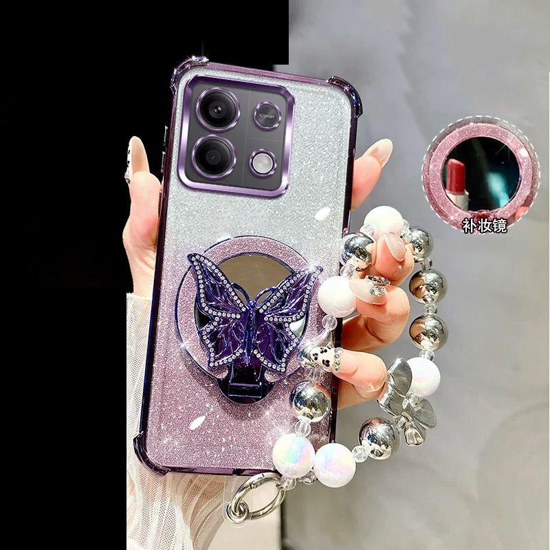 Mirror Shockproof Glitter Magnetic Case for Motorola MOTO Edge 60 50 Edge60 Fusion Pro Neo Butterfly Phone Holder bracelet Cover