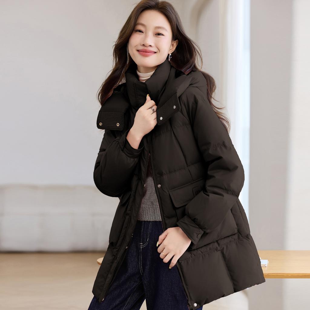 New Cotton Jacket for Women In Winter Mid-length Cold-proof Clothing Korean Style Fashionable Slim and Versatile Hooded Cotton Jacket