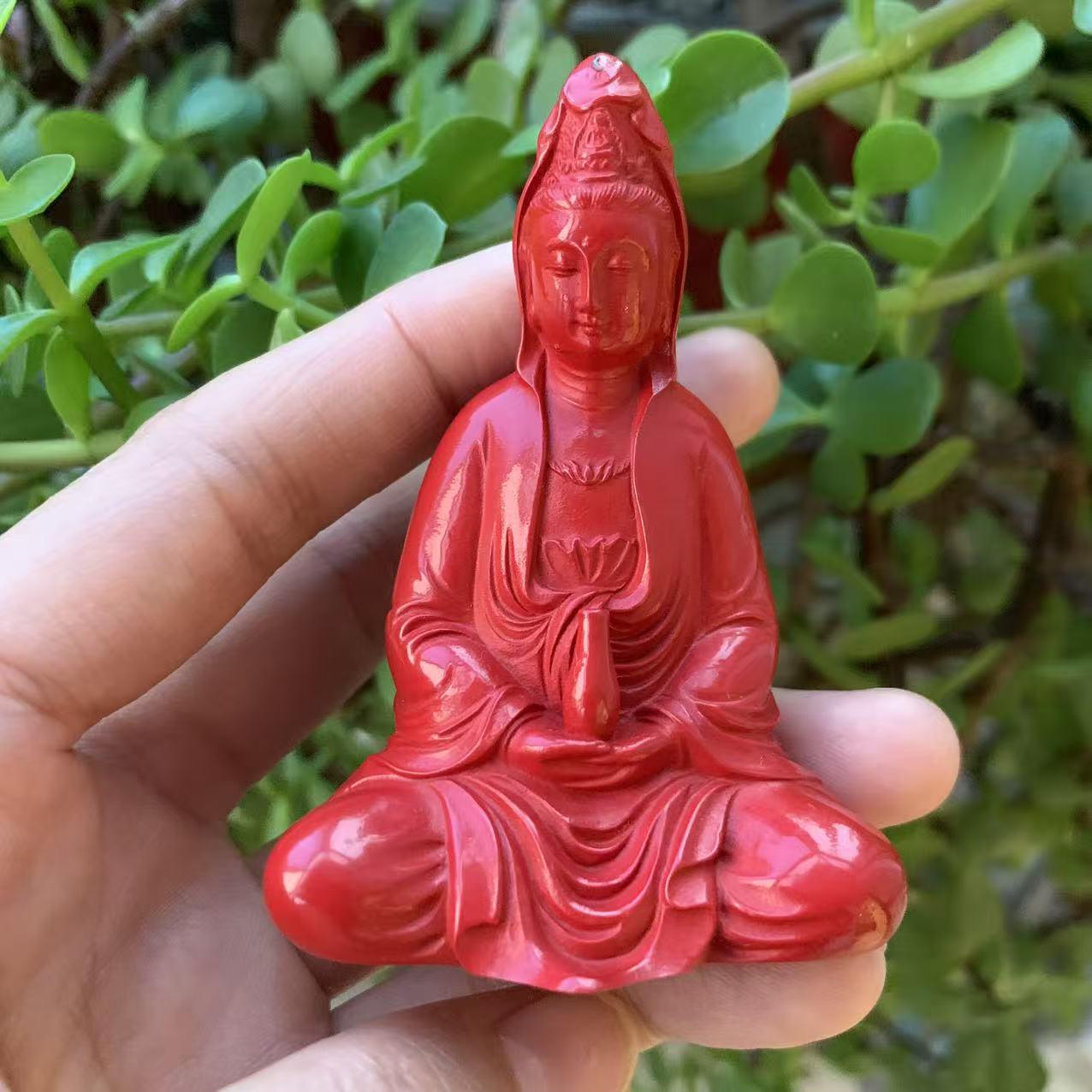 

Guanyin Bodhisattva Cinnabar Zen Statue Ornament 52*38*76 cm