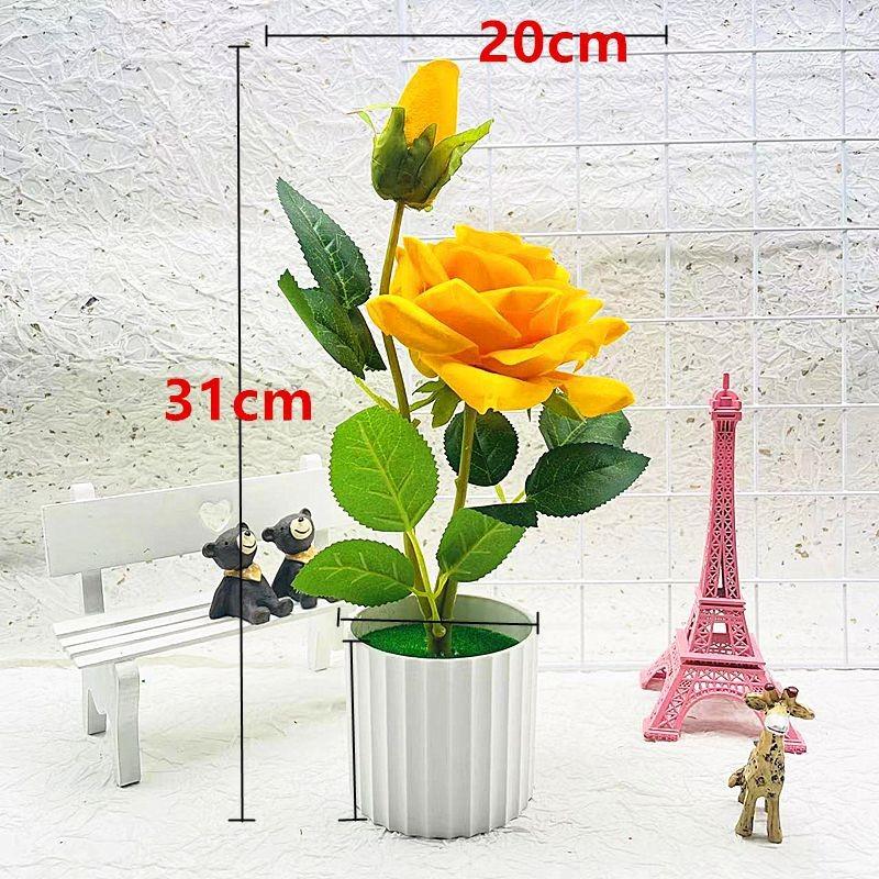 Realistic Rose Artificial Potted Plant Bonsai For Gift And Home Decoration