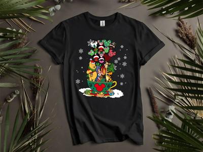 Christmas Winnie The Pooh T-shirt T Shirt Men Women Unisex Tshirt I111