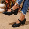Fashion Comemore Retro High-heeled Women's Shoes Autumn Thick Heel British Style Pointed Head Professional Single Shoes Female Pumps