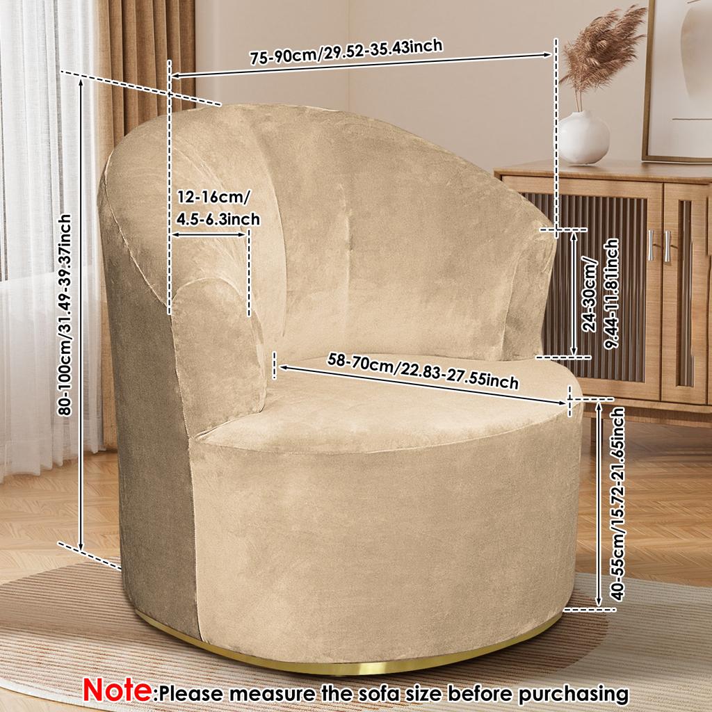 Swivel Barrel Chair Cover Polyester Elasticity Round Club Armchair Slipcover Soft Comfortable Single Seat Cover Furniture Decor