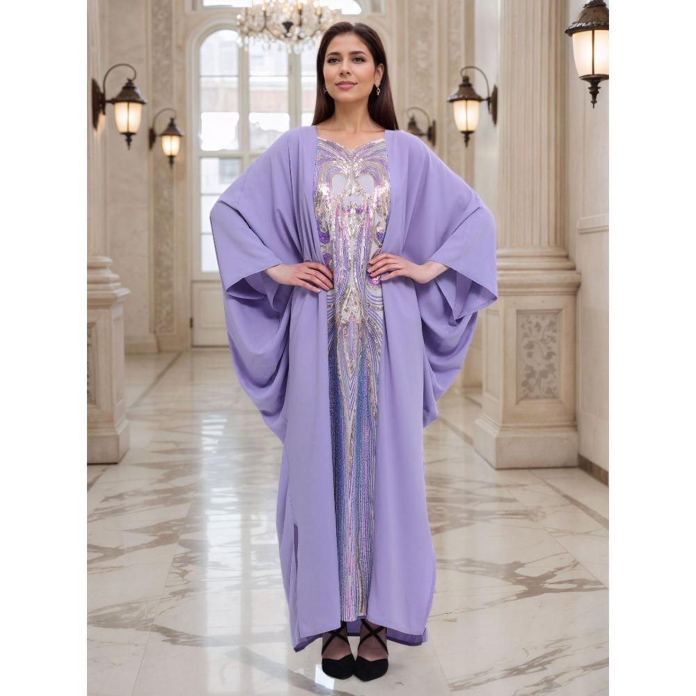 Übergröße Boho Kaftan Kleid, Damen Übergröße Maxi Cover Up Kleid
