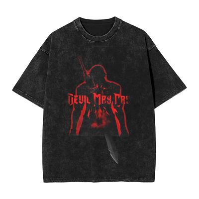 Manga T-Shirt DMC Graphic Washed Oversized T-Shirts for Men Women Clothing Pure Cotton Short Sleeve Tees