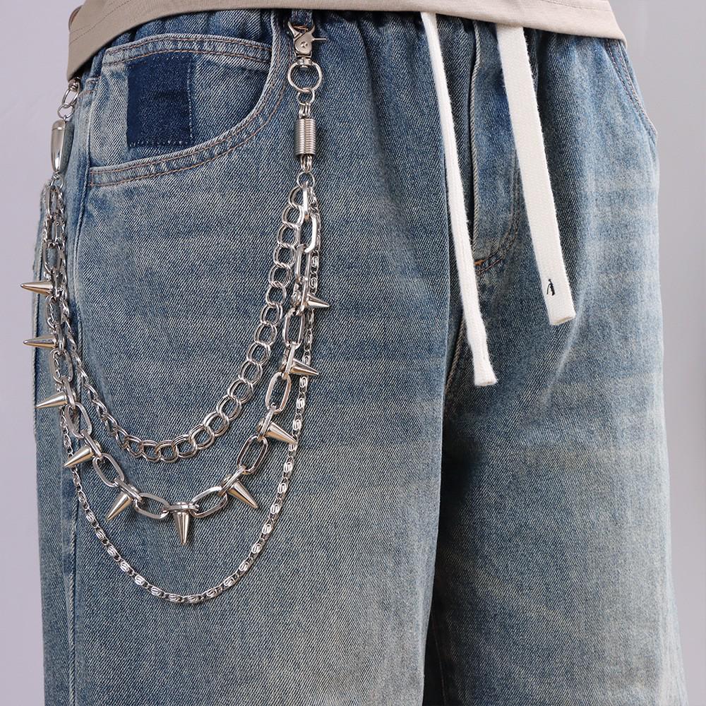 Chaîne de taille multicouche Hip Hop Punk Métal Rivet Bijou pour Performance Scénique