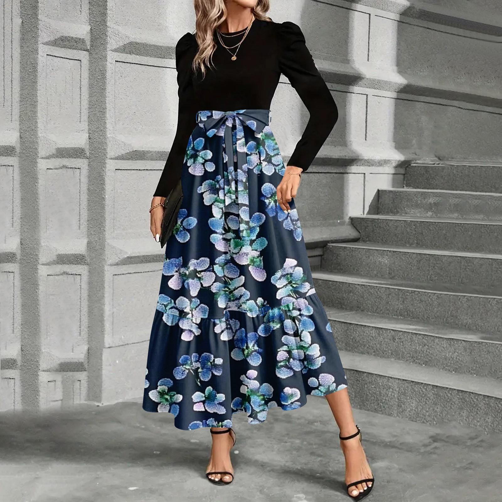 

Women s Floral Print High Waist Fashionable And Elegant Dress XL