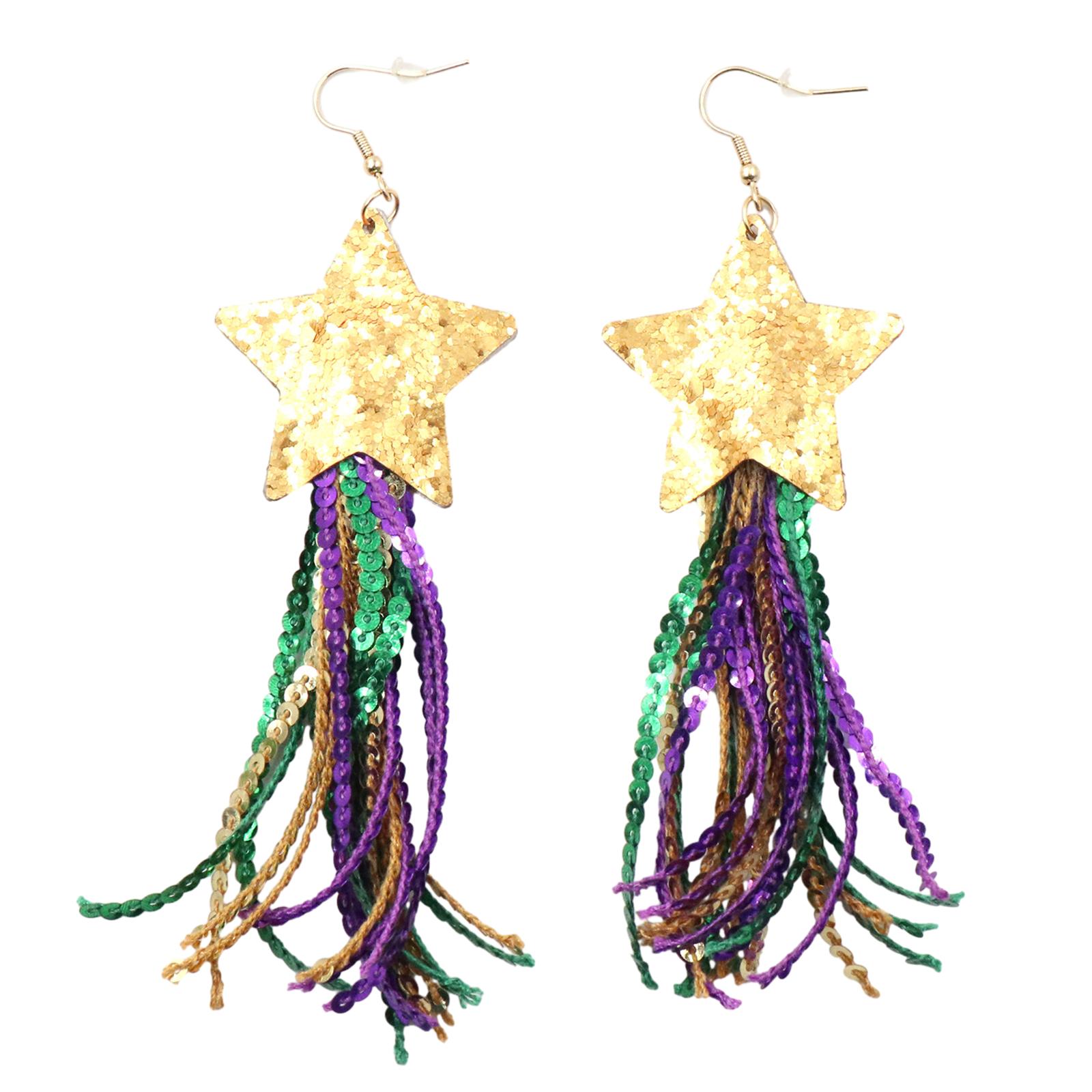 

Stylish Star Drop Earrings Colorful Fringe Sequins Ear Pendant Party Accessories Five-Pointed Star Jewelry for Ladies