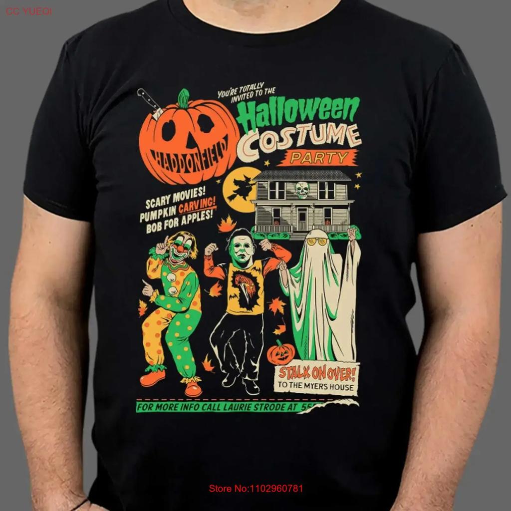 Retro Halloween Costume Party T Shirt Vintage Horror Movie Multicolor Vintage Top For Everyday Wear Designer Clothes