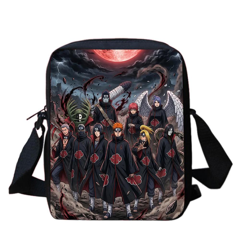 Cartoon Adjustable Straps NARUTO Shoulder Bags Light Weight Crossbody Bags For Boys & Girls Age 6-10, Secure Zipper Closure.