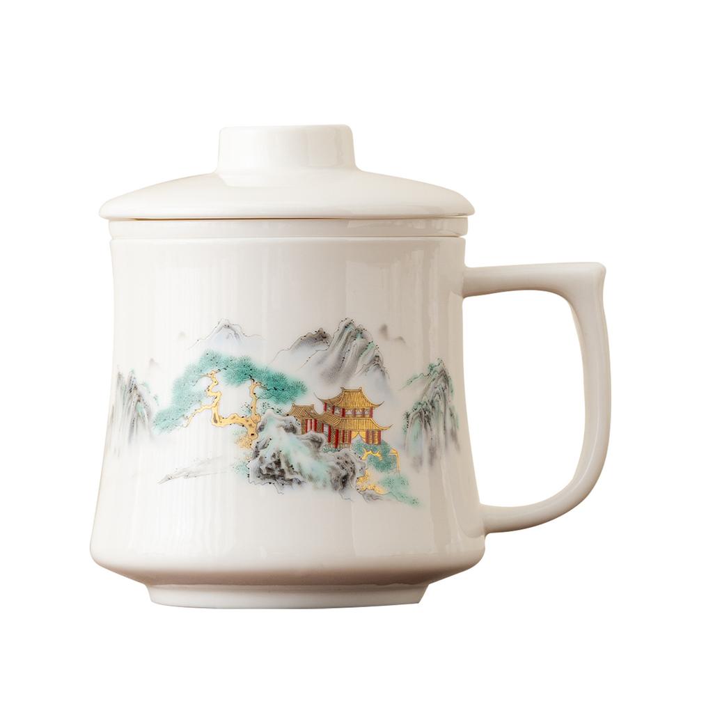 Tea separation tea cup household drinking water mug with lid office high value large capacity men's and women's ceramic cup