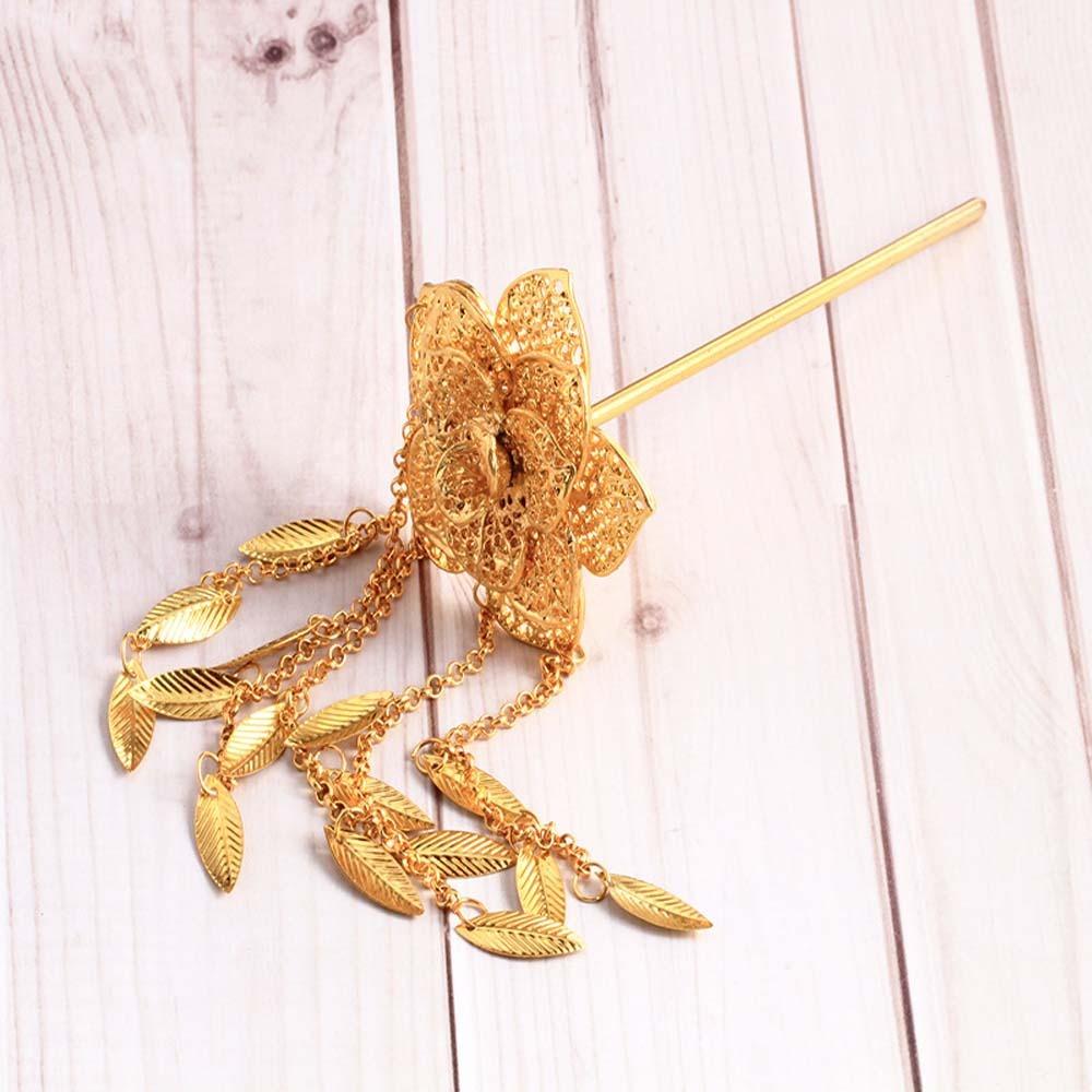 Ancient Thai Metal Flower Hair Fork Silver Rose Hair Sticks  The Water-Sprinkling Festival