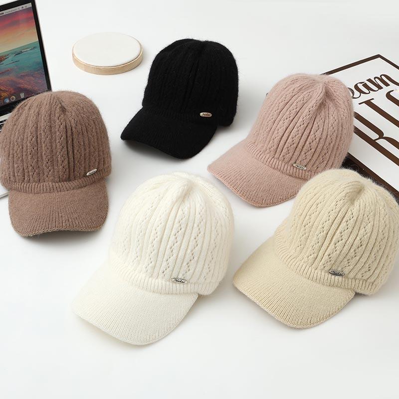 Herbst- und Winterwarme Mütze Damen Strickwolle Mode Baseballkappe Verdickte Freizeitmütze