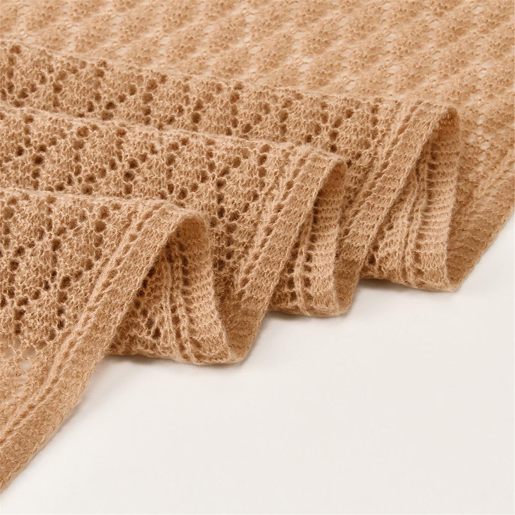 Hollowout Diamond Pattern Shawl Triangular Shoulder Wrap with Crochet Design Great for Women Leisure and Formal Occasion