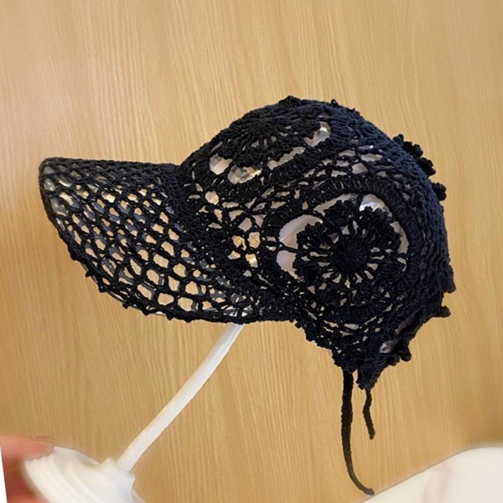 Polyester Sun Hat Adjustable Mesh Peaked Cap Casual Crochet Baseball Cap  Sun Protection