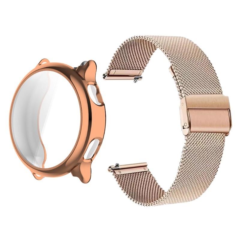 Milanese Watch Replacement Strap with Coverage TPU Shell for Garmin Active 6 Vivoactive 6 Active 5