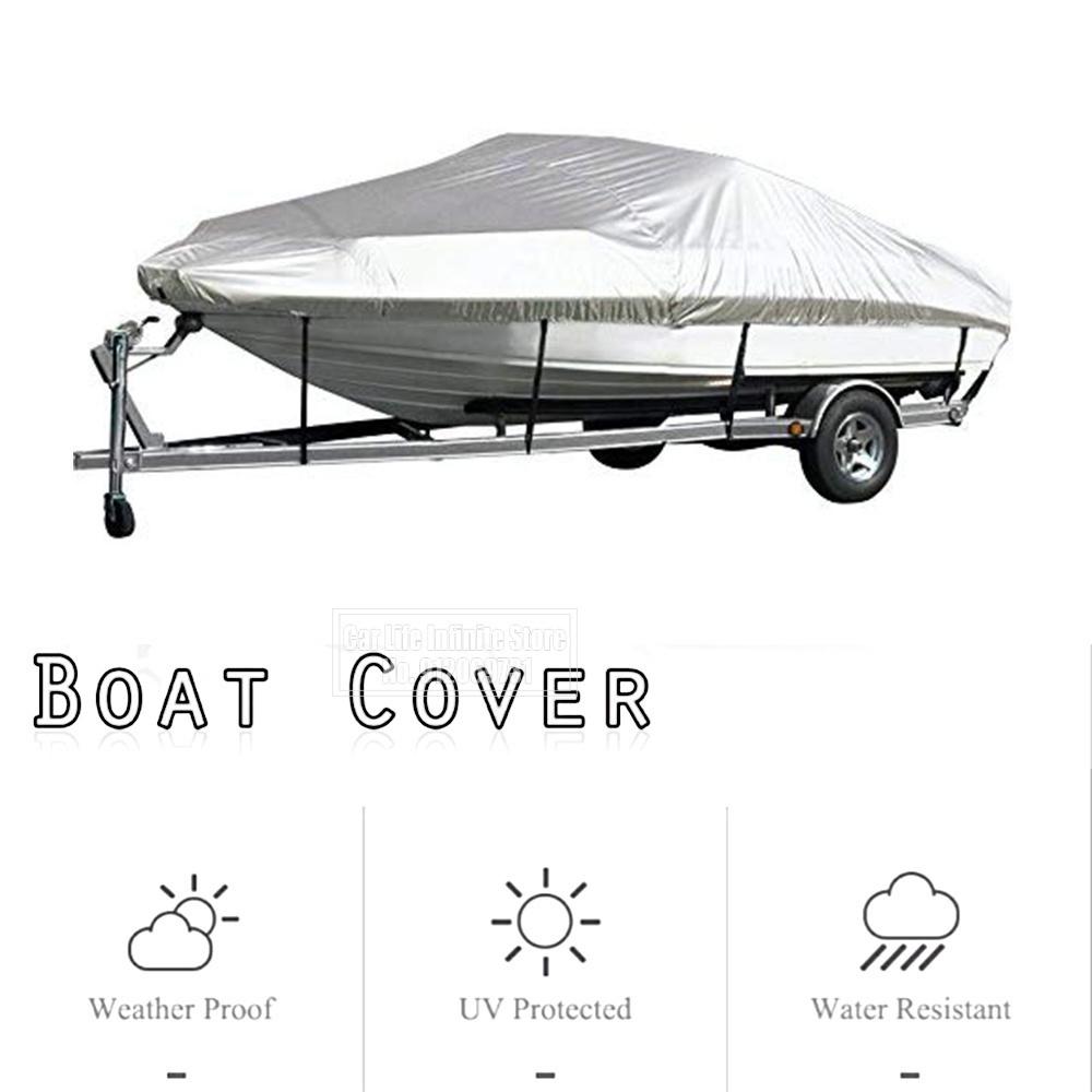 190T Yacht Outdoor Protection Waterproof Boat Cover Oxford Fabric Anti-smashing Tear Proof Silver Reflective Boat Cover 11-22FT