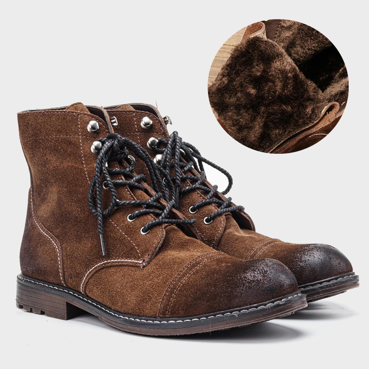 Мужские зимние ботинки из натуральной кожи теплая мужская зимняя обувь из натуральной кожи ручной работы 46 4943₽