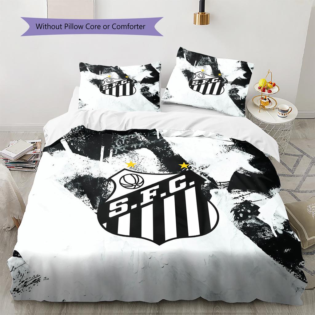 Santos FC2 Pattern Bedding Quilt Set  Home Decoration  Gift (1 * Duvet Cover + 2 * Pillowcase  Without Core)