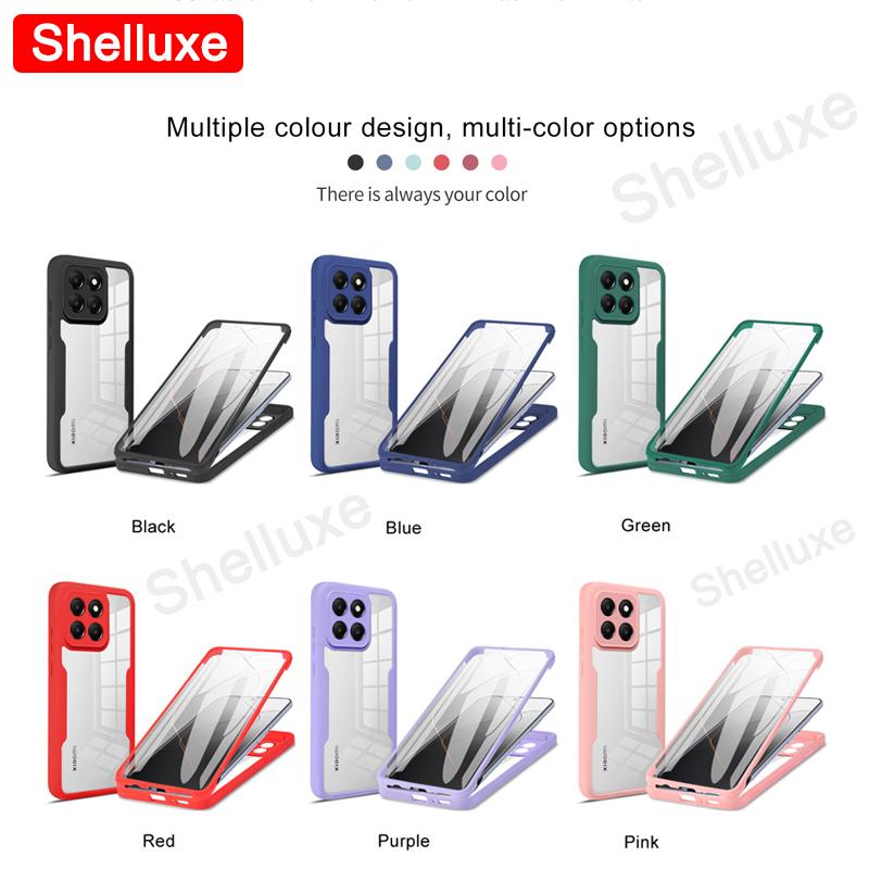 360 Full Body Front+Back Clear Case Shelluxe For Xiaomi 14 14T Pro Mi 14 Mi14 Ultra Mi14T Pro Silicone Double Sided Phone Cover