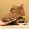 New Men Shoes Winter Snow Boots Genuine Suede Leather High Top Casual Shoes Warm Plush Ankle Boots