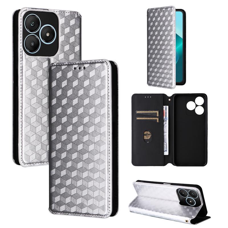 Embossed Leather Card Holder Phone Case with Magnetic Flip for Wiko T20