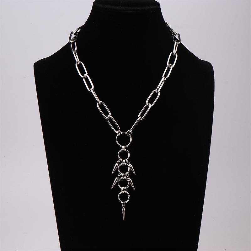 Goth Spiky Round Link Chain Choker For Women Men Punk Y2K Titanium Steel Rivet Cone Necklace Grunge Aesthetic Jewelry Gift