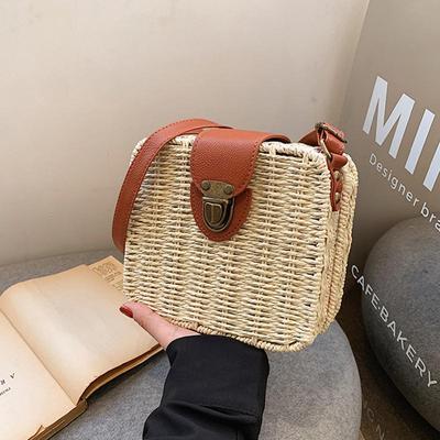Hand-woven Women Straw Bag Ladies Shoulder Bags Beach Travel Crossbody Bag Female Small Rattan Box Handbag Shopper Totes Bohemia
