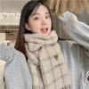 Autumn Thickened Female For Girls Grid Wraps Knitted Shawls Plaid Scarves Korean Style Shawls