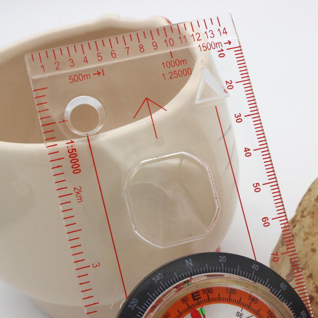 Map Ruler Plastic Portable Multiple Scales Accurate Orienteering Compass for Outdoor